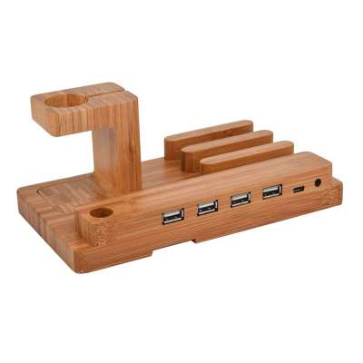 Wooden Mobile Phone Watch Charger Holders Stand Charging Dock Station Tablet Desk Holder